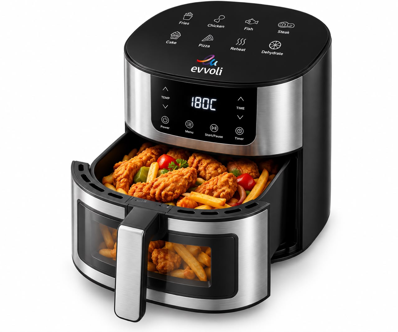 Evvoli 4L Digital Air Fryer with Viewing Window